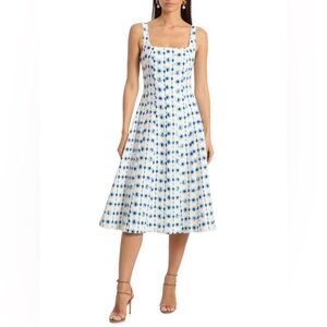 Geometric Linen Blend Midi Dress